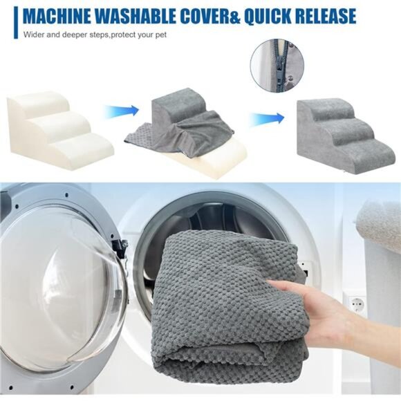 Dog Stairs for Small Dogs - High Density Foam Dog Ramp, Extra Wide Pet Steps - Picture 4 of 8